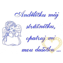 Nástěnná textilní kuchařka - Andělíčku můj strážníčku