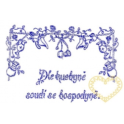 Nástěnná textilní kuchařka - Dle kuchyně soudí se hospodyně
