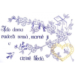 Nástěnná textilní kuchařka - Kdo doma radosti nemá...