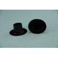 Černý lesklý oválný cylindr - plastový klobouček 10 ks