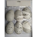 Bílá žíhaná plastová vajíčka výška 10 cm - 6 ks