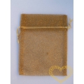 Dárkový sáček organzový zlatý s glitry - 13 x 10 cm