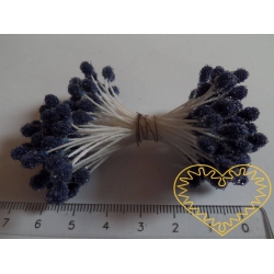 Tmavě modré květinové pestíky chomáčky - 72 hlaviček