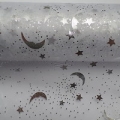 Organza bílá se stříbrnými hvězdičkami a měsíčky - šíře 38 cm