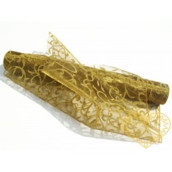 Organza antická zlatá se vzorem - šíře 45 cm