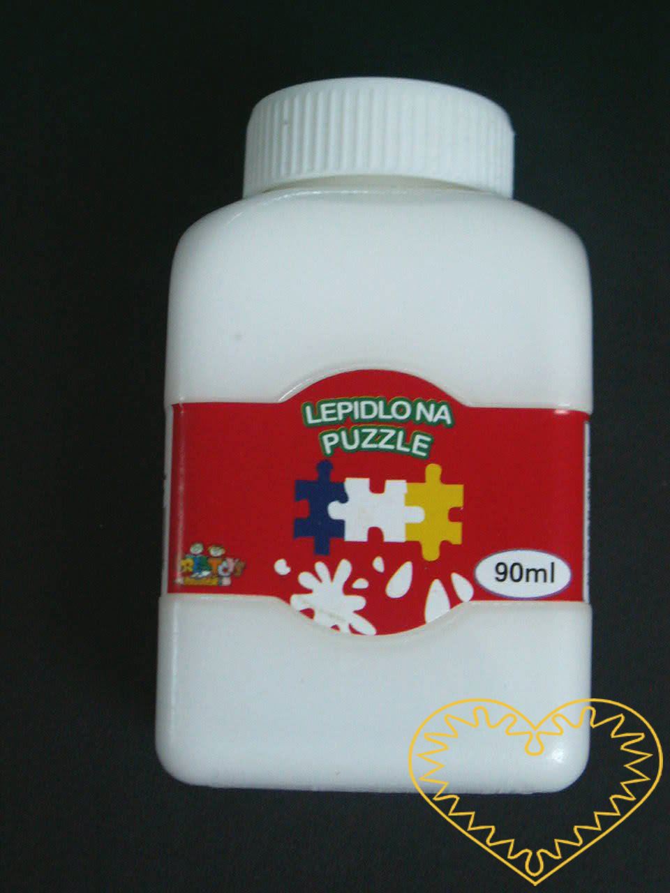 Lepidlo na puzzle - 90 ml - Puzzle CASTORLAND. Pod složené puzzle vložte papír (noviny), aby Vám lepidlo neproteklo na stůl. Na stranu, kde je obrázek, naneste lepidlo, nejlépe štětcem nebo běžnou houbičkou na nádobí. Rozetřete po celé ploše a nechte