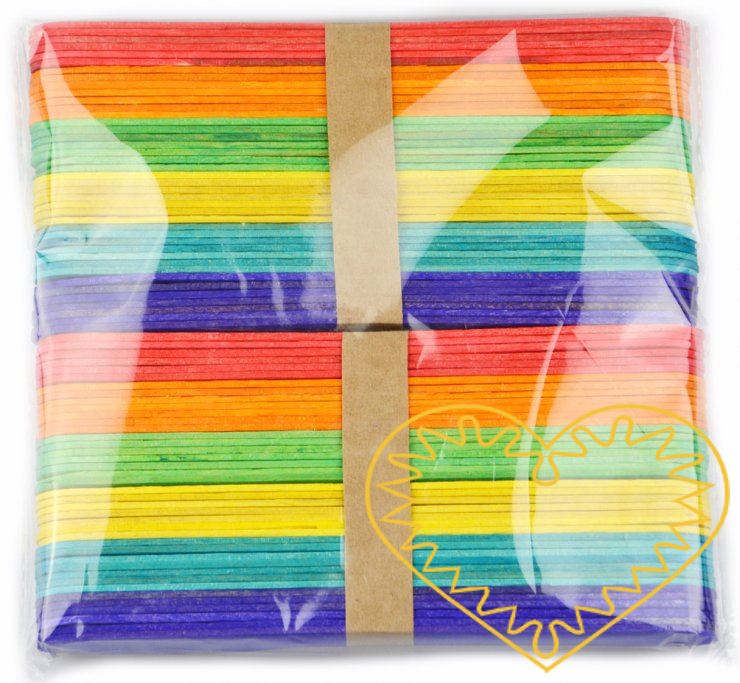 Dřevěné špachtle barevné - 80 ks, 96 ks. Z dřívek můžete tvořit krabičky, domky, rámečky atp. Děti si z nich mohou stavět jako ze stavebnice nebo je slepovat dohromady.