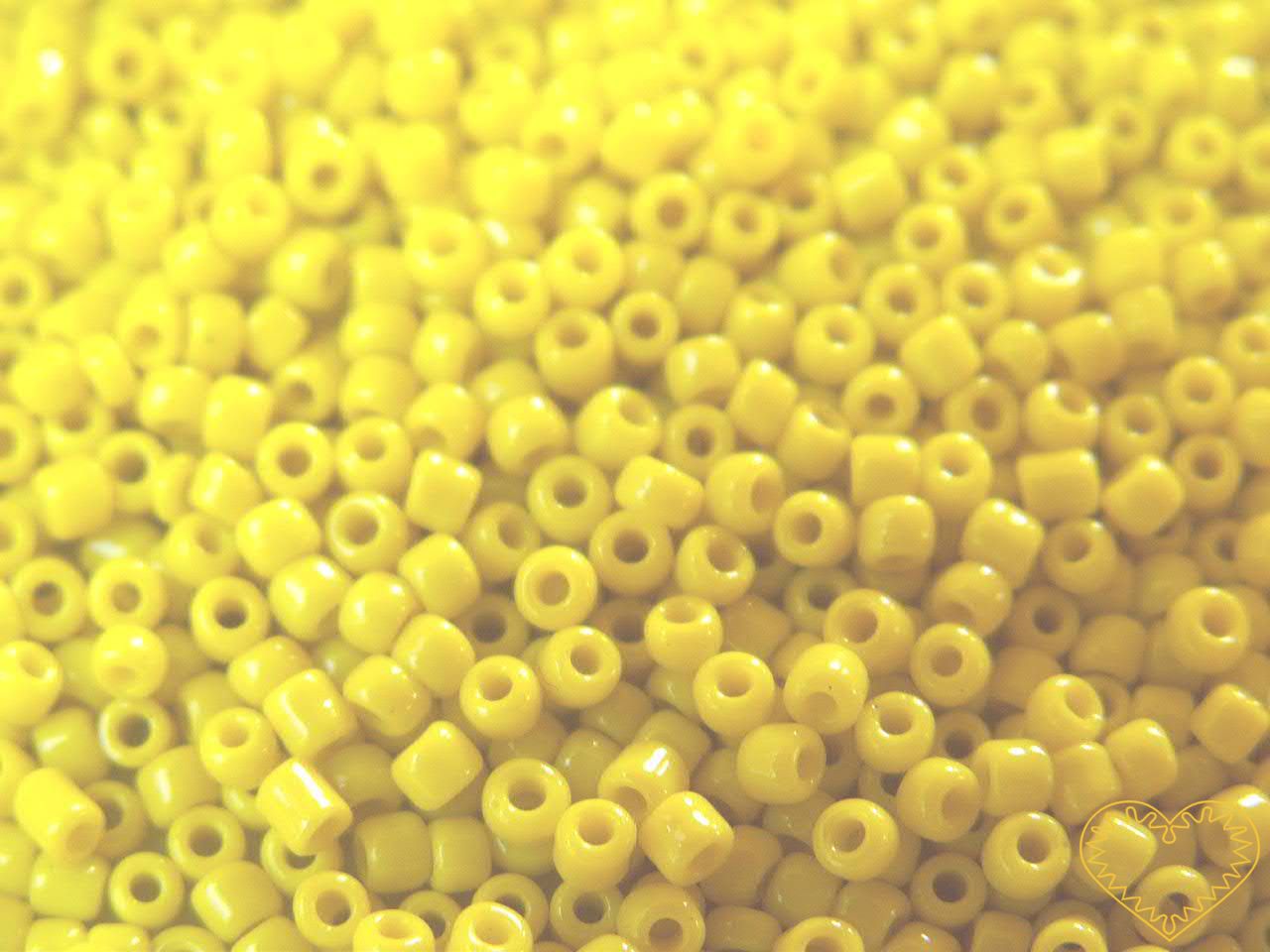 Skleněné neprůhledné korálky (rokajl) modré či žluté mají velikost 2 mm - jedno balení má hmotnost 20 g. Korálky jsou vhodné pro tvoření s dětmi, pro tvorbu bižuterie i dalších ozdob.