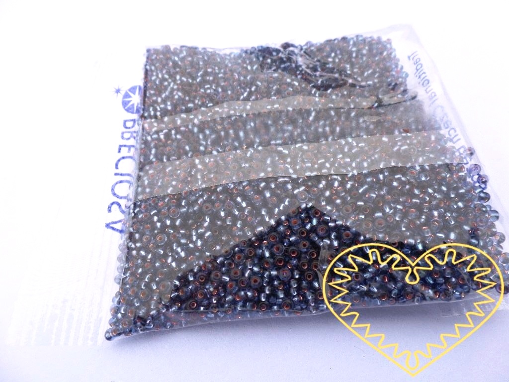 Skleněné modré korálky s červeným průtahem 1,8 mm - 50 g