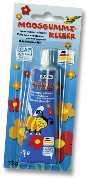 Lepidlo - 35 g, vhodné na pěnovou gumu (moosgummi), ale též na plast, dřevo, keramiku, polystyren, porcelán... Mnohostranné využití.
