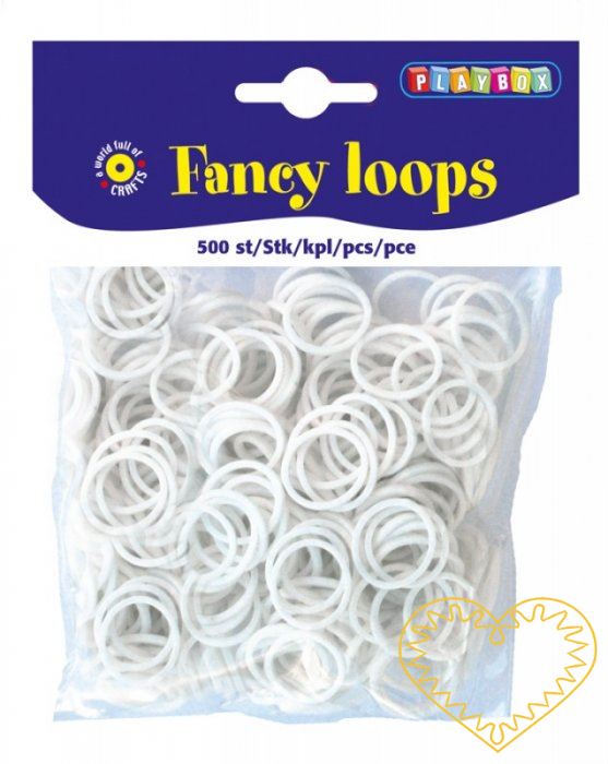 Gumičky loops bílé - 500 ks. Gumičky jsou vhodné pro výrobu náramků, přívěsků i dalších šperků.